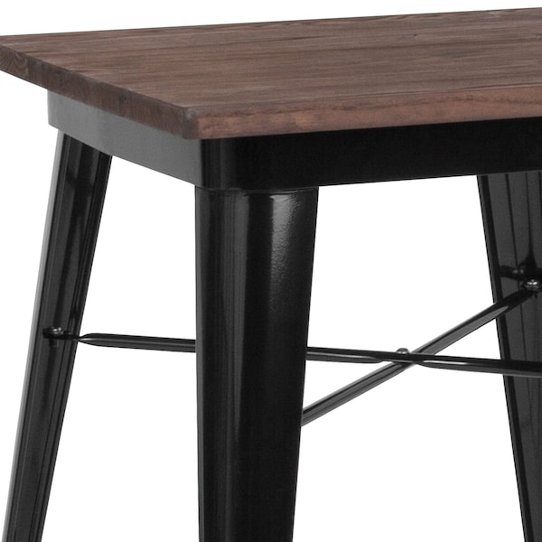 Flash Furniture Chair, Sq Indoor Table, Black Metal, 23.5" - CH-31330-29M1-BK-GG