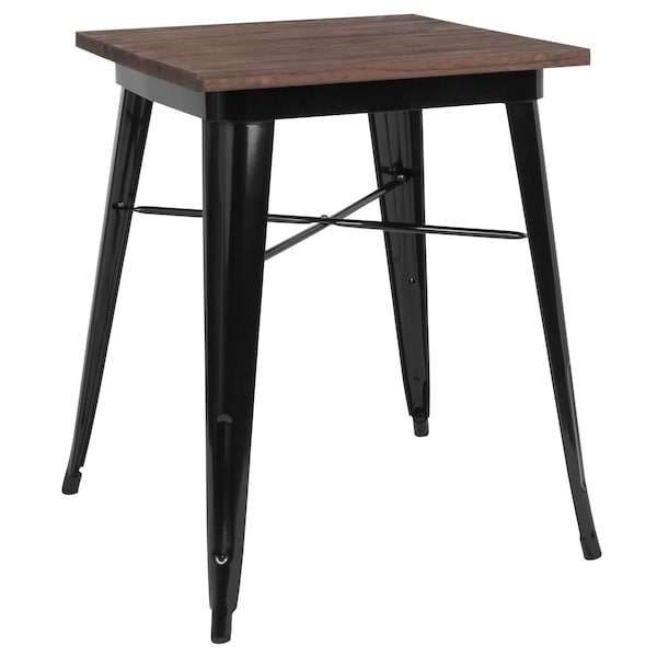 Flash Furniture Chair, Sq Indoor Table, Black Metal, 23.5" - CH-31330-29M1-BK-GG