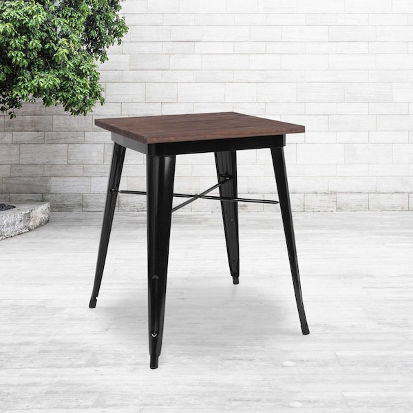 Flash Furniture Chair, Sq Indoor Table, Black Metal, 23.5" - CH-31330-29M1-BK-GG
