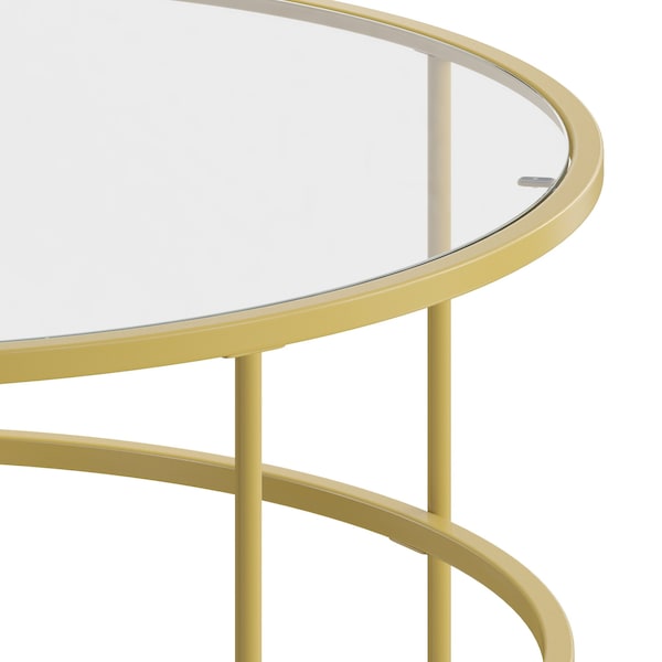 Flash Furniture Astoria Collection Round Coffee Table - Modern Clear Glass Coffee Table with Brushed Gold Frame - NAN-JN-21750CT-GG