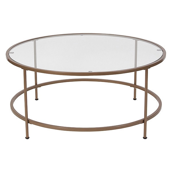 Flash Furniture Astoria Collection Round Coffee Table - Modern Clear Glass Coffee Table with Brushed Gold Frame - NAN-JN-21750CT-GG