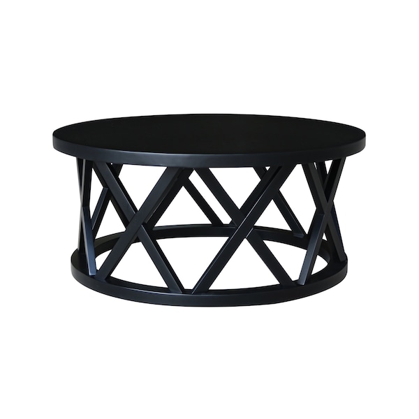 International Concepts Round Ceylon Coffee Table, 40 in W X 40 in L X 18 in H, Wood, Black - OT46-46CR