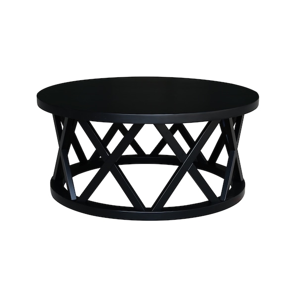 International Concepts Round Ceylon Coffee Table, 40 in W X 40 in L X 18 in H, Wood, Black - OT46-46CR