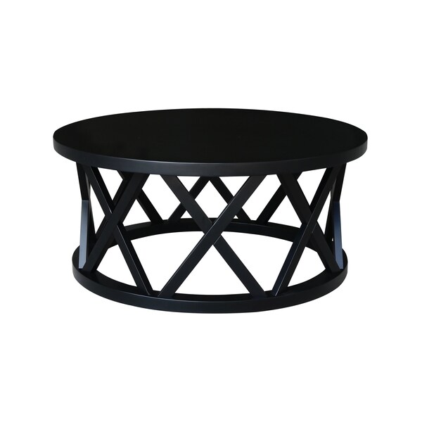 International Concepts Round Ceylon Coffee Table, 40 in W X 40 in L X 18 in H, Wood, Black - OT46-46CR