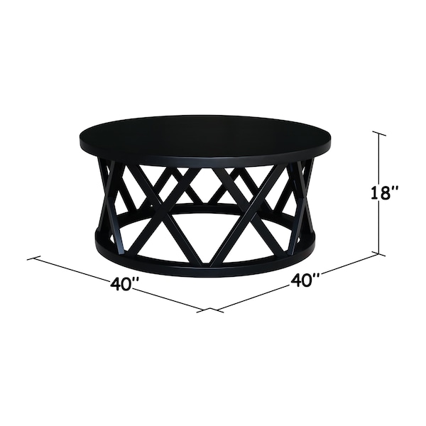 International Concepts Round Ceylon Coffee Table, 40 in W X 40 in L X 18 in H, Wood, Black - OT46-46CR