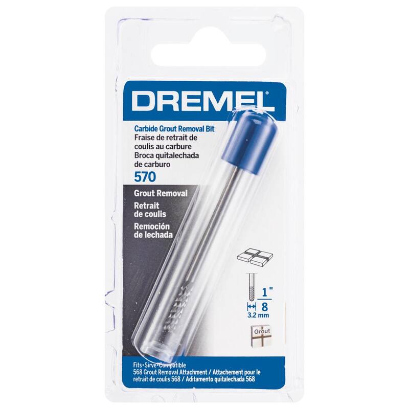 Herramienta rotativa Dremel de 1/8 pulgadas con accesorio de eliminación de lechada de carburo y accesorio de eliminación de lechada de carburo de 1/16 pulgadas - 570+569