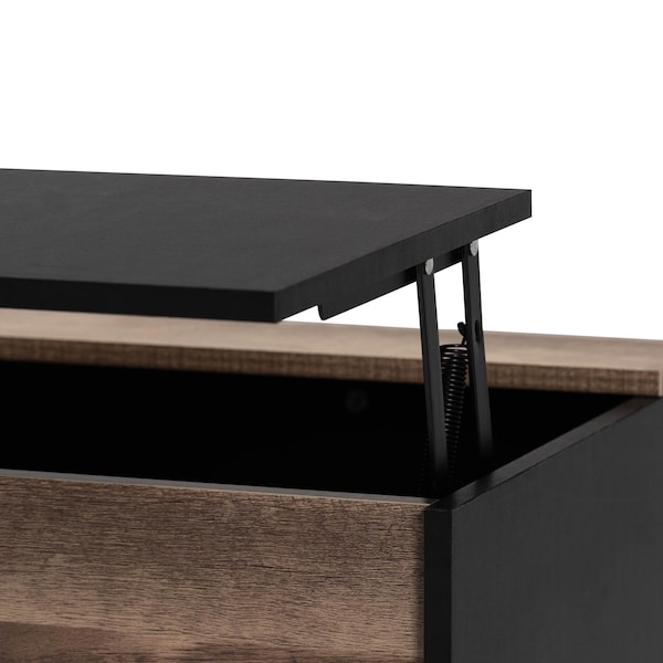 Baxton Studio Jensen Modern Two-Tone Black and Brown Finished Wood Lift Top Coffee Table with Storage Compartment - 176-11251-ZORO