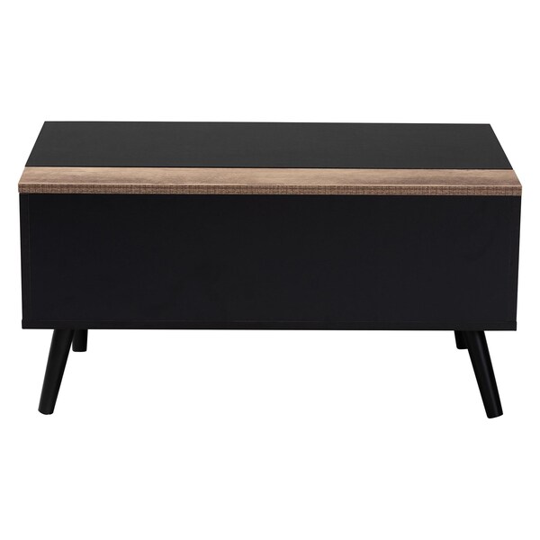 Baxton Studio Jensen Modern Two-Tone Black and Brown Finished Wood Lift Top Coffee Table with Storage Compartment - 176-11251-ZORO