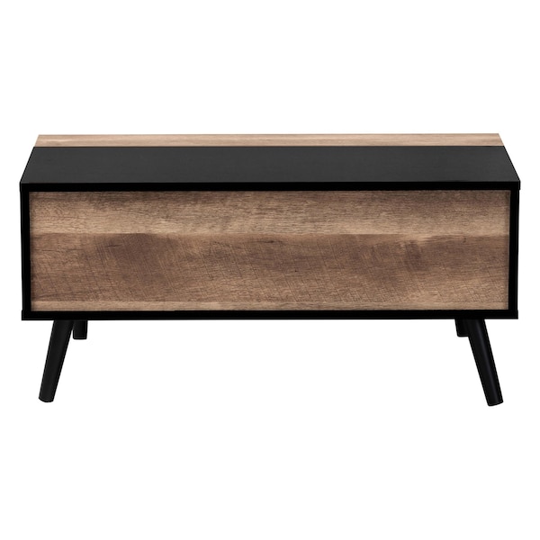 Baxton Studio Jensen Modern Two-Tone Black and Brown Finished Wood Lift Top Coffee Table with Storage Compartment - 176-11251-ZORO