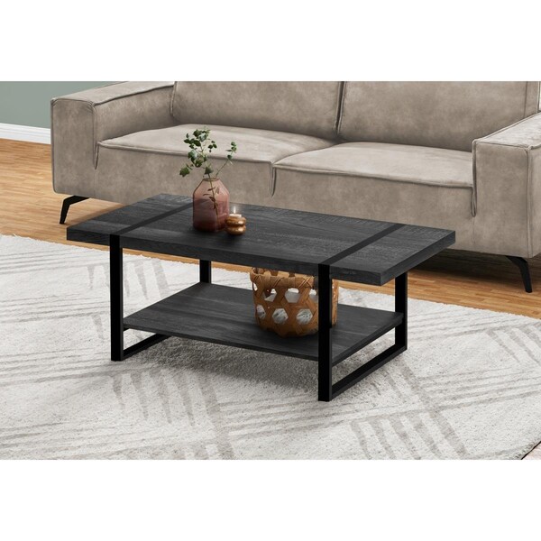 Daphnes Dinnette Coffee Table - Black Reclaimed Wood-Look & Black Metal - DA3070862