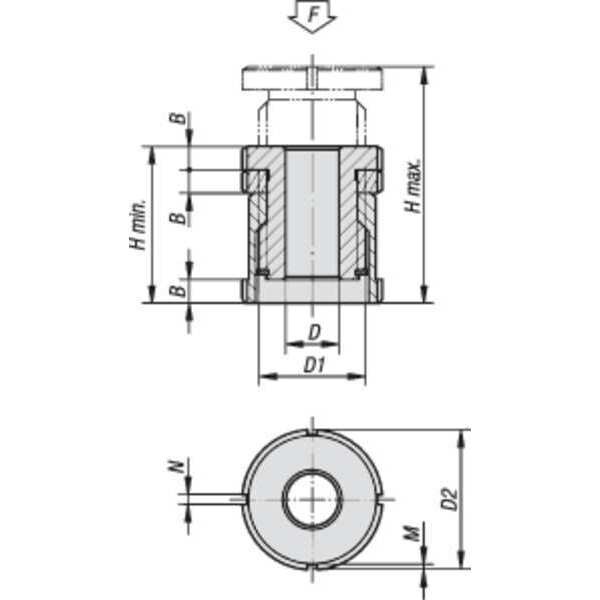 Kipp Leveling Set With Locknut, Standard, D=11 Stainless Steel, D2= 32 - K0693.014101