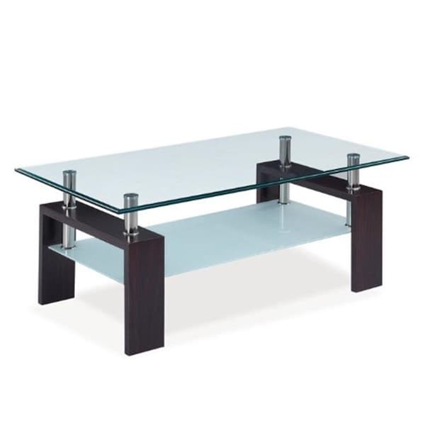 Global Furniture Usa Global Furniture USA T646CT M Occasional Coffee Table; Clear With Dark Walnut - T646CT (M)