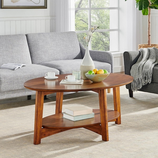 Kd Cama De Bebe 48 in. Monterey Oval Mid-Century Modern Wood Coffee Table Warm Chestnut - KD3240069