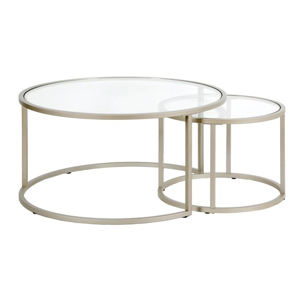 Hudson & Canal Henn Hart Watson Satin Nickel Nesting Coffee Table Set - 18 x 35 x 35 in. - CT0588