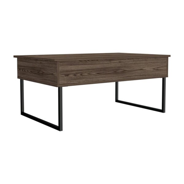 Homeroots 41 in. Manufactured Wood Rectangular Lift Top Coffee Table, Dark Walnut - 478436