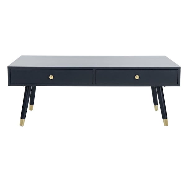 Safavieh 18 x 48 x 24 in. Levinson Gold Cap Coffee Table, Navy - FOX6304C
