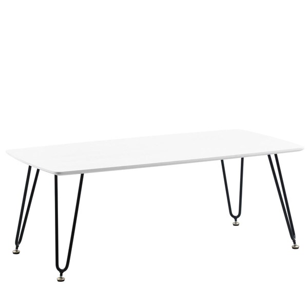 Kd Americana Elmwood Modern Wood Top Coffee Table with Iron Base White - KD3580052