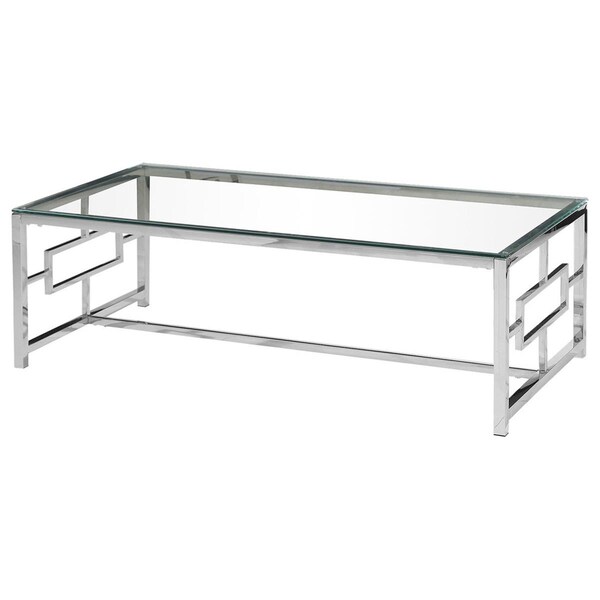 Best Master Furniture Silver Stainless Steel Living Room Glass Coffee Table - E14 COFFEE TABLE