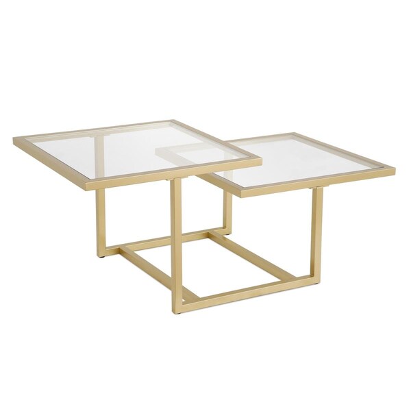 Hudson & Canal Henn & Hart  Amalie Two-Tier Brass Coffee Table - 18 x 43 x 23 in. - CT0188