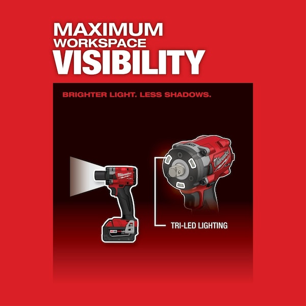 Milwaukee Tool M18 FUEL 1/2 in. Compact Impact Wrench with Pin Detent (Tool Only) - 2855P-20