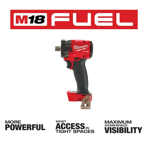 Milwaukee Tool M18 FUEL 1/2 in. Compact Impact Wrench with Pin Detent (Tool Only) - 2855P-20