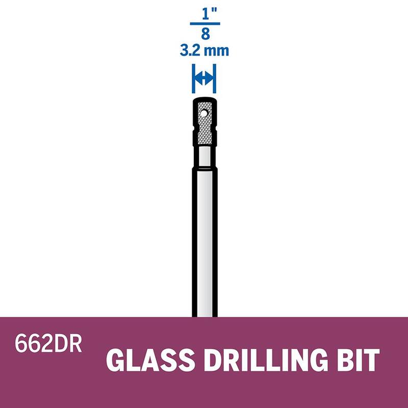 Broca para vidrio de herramienta rotativa de 1/8 pulgadas Dremel para vidrio, azulejo de cerámica, bloque de vidrio, botellas de vidrio y joyería - 662DR