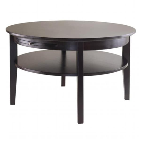 Winsome Trading Winsome Trading 92232 Amelia Round Coffee Table with Pull out Tray - Dark Espresso - 92232