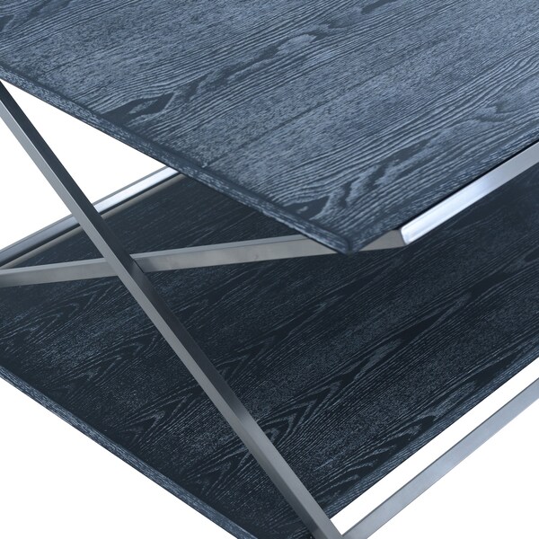 Armen Living Westlake Black Veneer Coffee Table with Brushed Stainless Steel Frame - LCPDCOBLBS