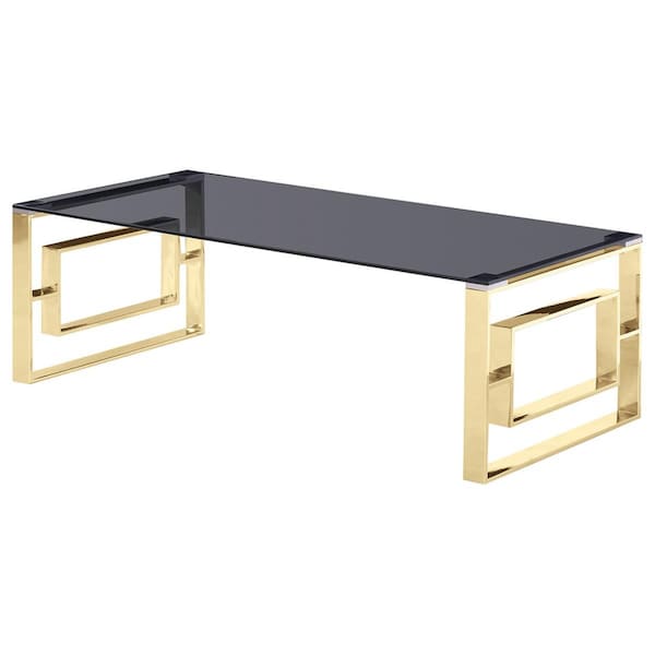 Kd Gabinetes Smoked Glass Living Room Gold Coffee Table - KD2207311