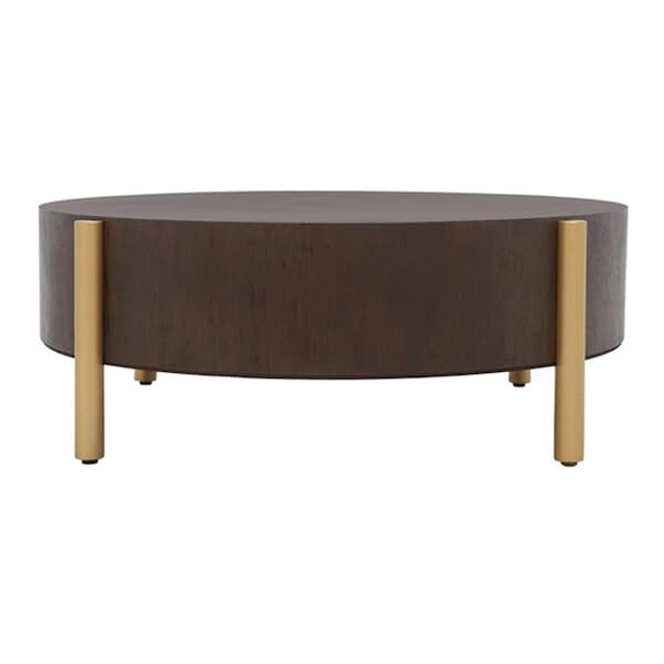 Safavieh Diangela Round Coffee Table Dark Oak & Gold - COF6605B
