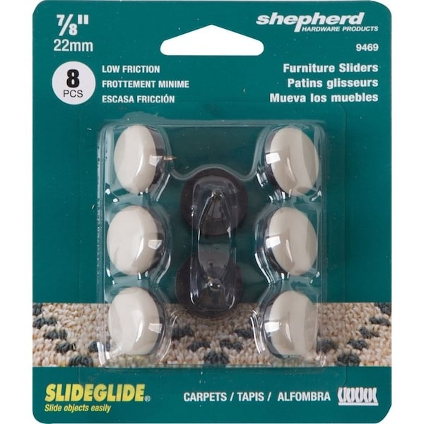 Shepherd Hardware Furniture Pad, Polyethylene, Black/Tan, 8PK - 9469