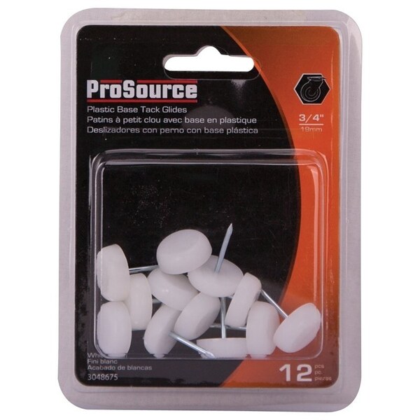 Prosource Furniture Glide, Plastic, White, White, 3/4 x 3/4 x 15/16 in Dimensions - FE-50302-PS