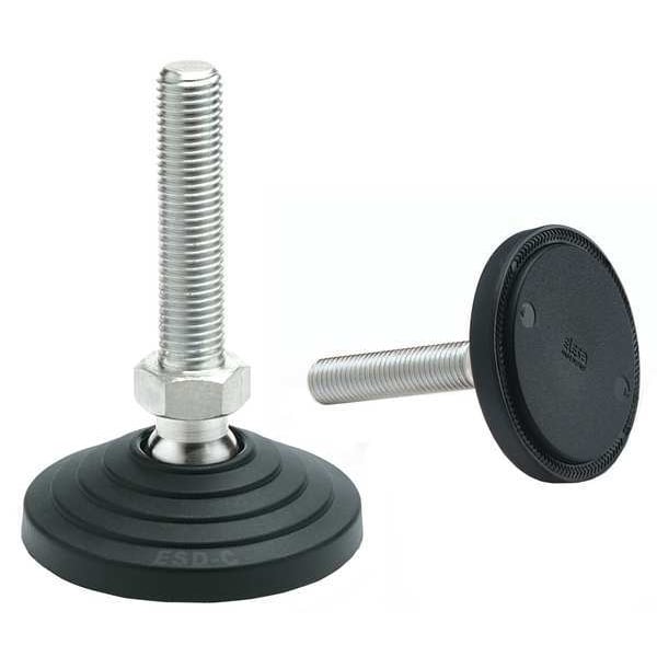 Elesa Leveling Foot, Gliding, M16, 61/62 in Base - LV.A-60-14-AS-M10X68 -ESD-C