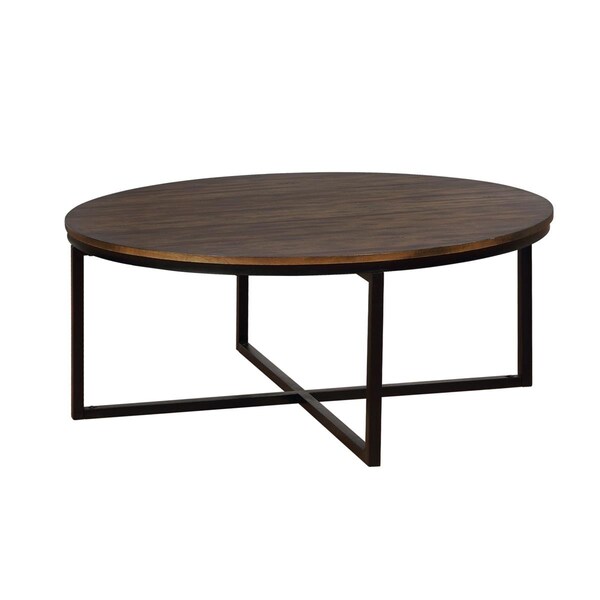 Kd Cama De Bebe 42 in. Arcadia Acacia Wood Round Coffee Table Antiqued Mocha - KD3232880