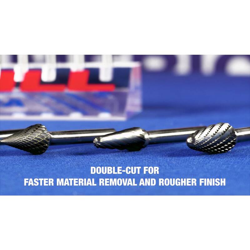 Broca América 1/4 pulg. x 3/16 pulg. Punta de bola de carburo sólido Lima rotativa con vástago de 1/4 pulg. - DULSD1