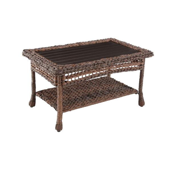 Seatsolutions Modern Concept Faux Sea Grass Resin Rattan Coffee Table Dark Brown - SE3280150