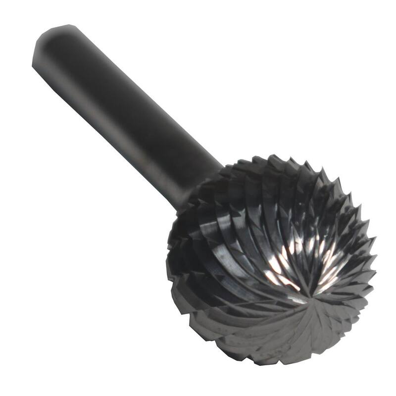 Broca de carburo de tungsteno sólido con punta esférica de 5/8 pulg. x 9/16 pulg. y vástago de 1/4 pulg. - DULSD6