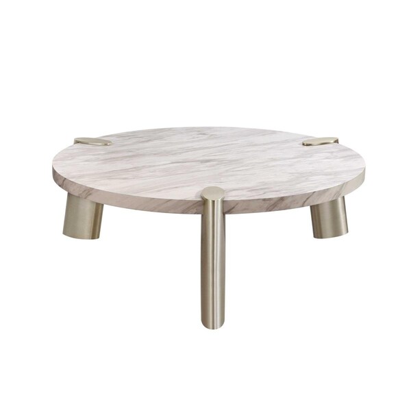 Homeroots White Stainless Steel Coffee Table - 48 x 48 x 17 in. - 372310