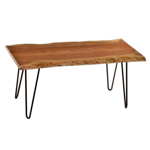 Carolina Forge 40 in. Rectangle Wood Coffee Table with Live Edge Natural & Black - LE1618NATBK