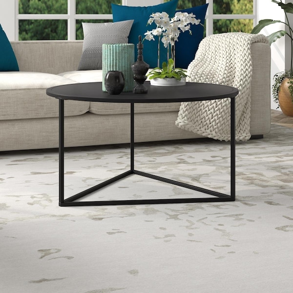 Henn & Hart 35 in. Jenson Blackened Bronze Round Coffee Table with Metal Top - CT1207