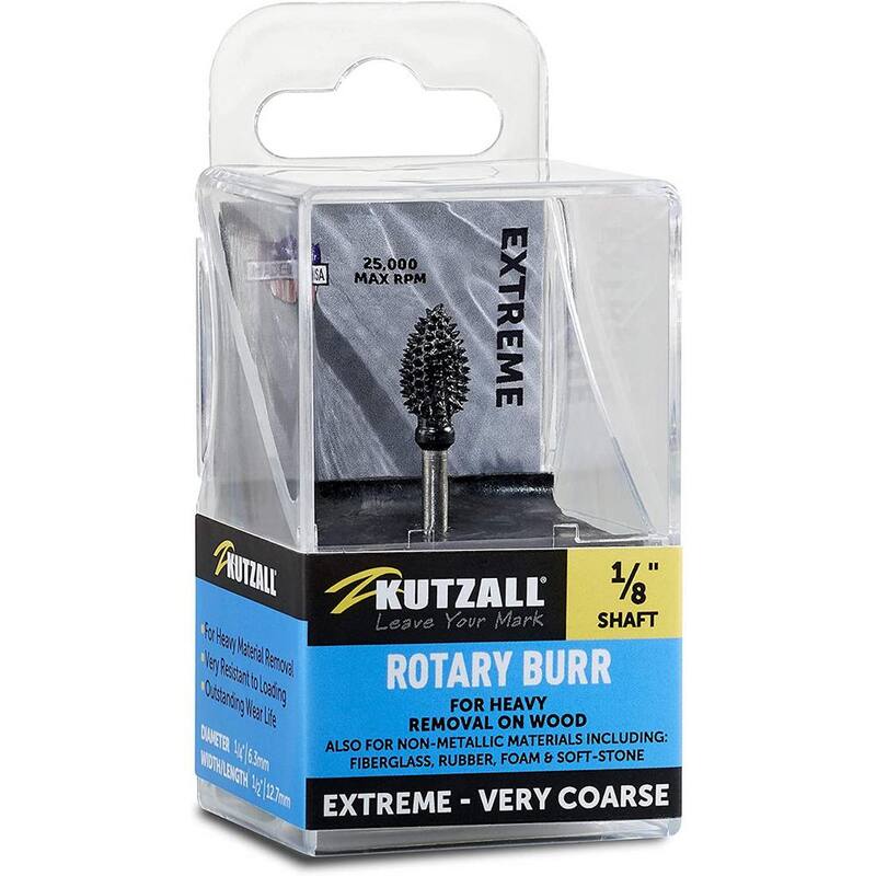 Broca en forma de llama KUTZALL, 1/8 pulgadas de diámetro de eje, diámetro de cabeza 1/4 pulgadas x longitud de cabeza 1/2 pulgadas, dientes de carburo de tungsteno, Muy Grueso - FLX-14-EC
