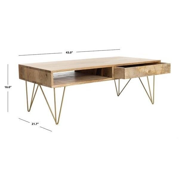 Safavieh 16 x 43 x 21.6 in. Marigold Coffee Table, Natural - COF9000A