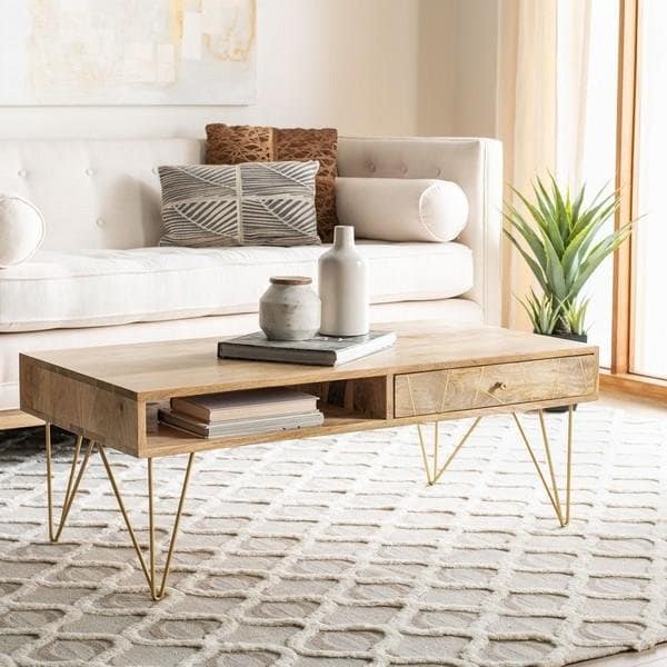 Safavieh 16 x 43 x 21.6 in. Marigold Coffee Table, Natural - COF9000A