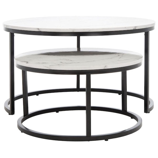 Safavieh Peppino Round Nesting Coffee Table - White & Black - Set of 2 - COF6208A