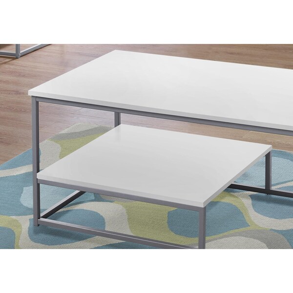 Homeroots White, Silver Metal Table Set - 3 Piece - 366093