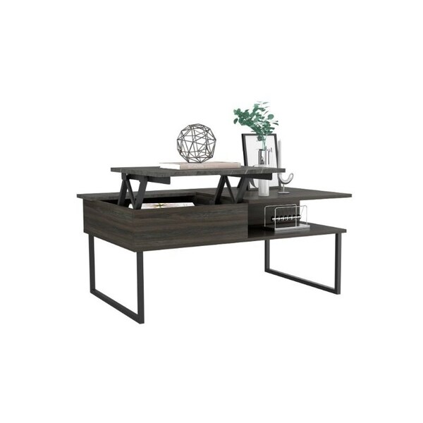 Tuhome Armin Lift Top Coffee Table, One Shelf, Espresso/Onyx - MCX6257
