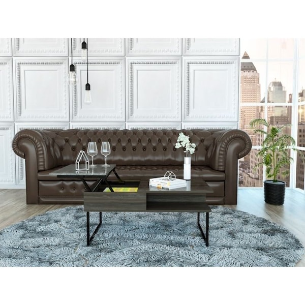 Tuhome Armin Lift Top Coffee Table, One Shelf, Espresso/Onyx - MCX6257