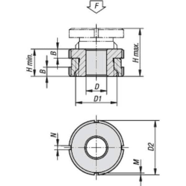 Kipp Leveling Set, Low Version, D=6, 6 Stainless Steel, D2= 32 - K0694.05061