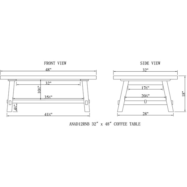 Alaterre Furniture 48 X 32 X 18, Pine Top, Stain/Nitrocellulose Lacquer - ANAD12RNB