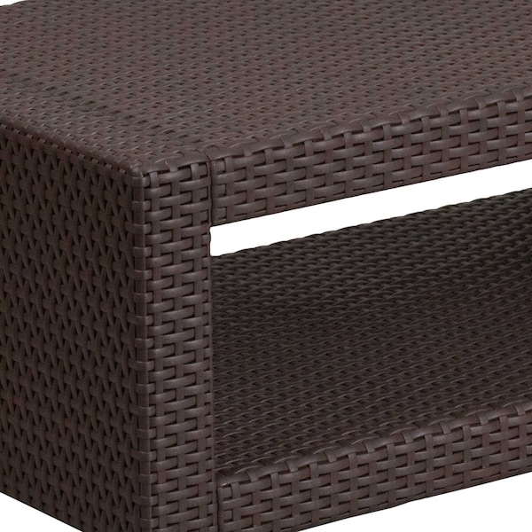 Flash Furniture Seneca Chocolate Brown Faux Rattan Coffee Table - DAD-SF1-R-GG